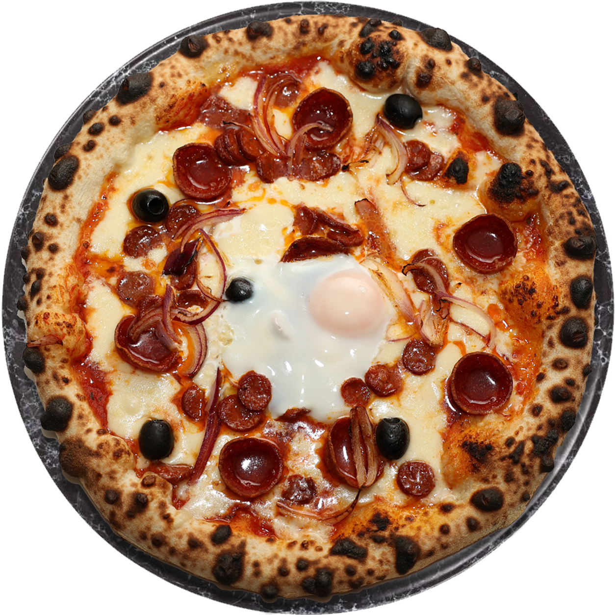 Pizza mozzarella chorizo, les jardins de capucine